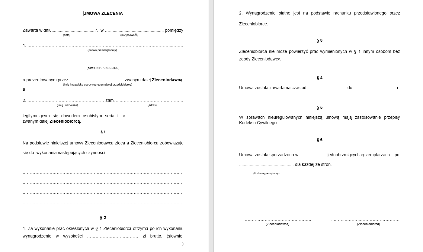 umowa zlecenie wzór Zatrudnienie Nauczyciela Na Umowę Zlecenie 2018