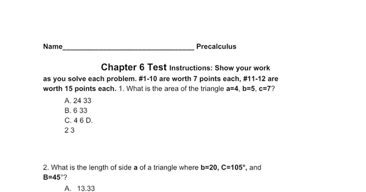 Unit 6 Test - Google Docs Unit 6 Test A Odpowiedzi