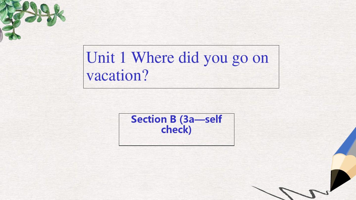 八年级英语上册Unit+1+Where+did+you+go+on+vacation+Section+B(3a-self+check)课件 Unit 1 Klasa 8