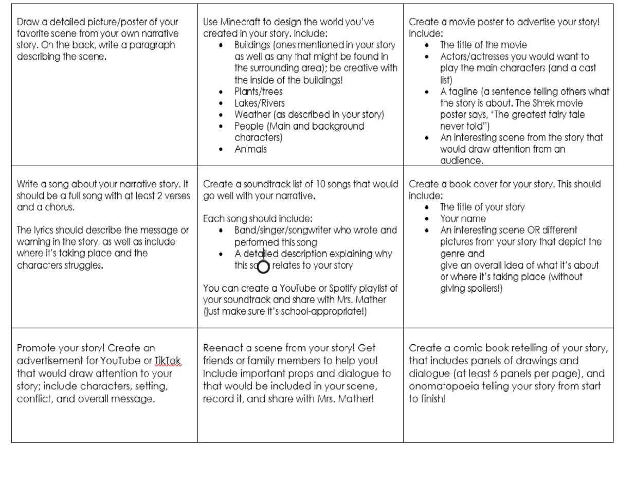 Unit+5+Dystopia+Story+Choice+Board+ - BIOL 1107 - Studocu Englisch Unit 5 Klasse 4
