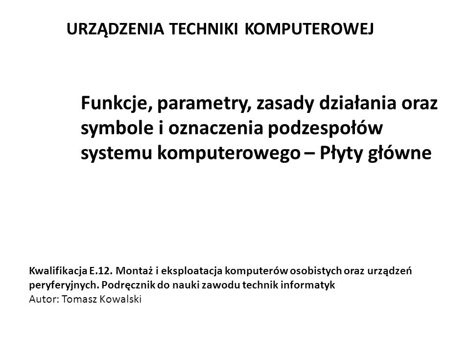 Urządzenia Techniki Komputerowej Tomasz Kowalski Pdf