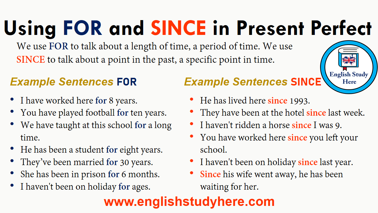 Using FOR and SINCE in Present Perfect - English Study Here 2b Grammar Present Perfect For Since