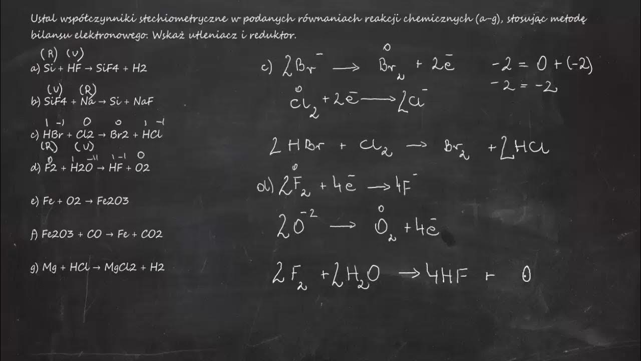 Ustal współczynniki stechiometryczne w podanych równaniach reakcji Uzupełnij I Uzgodnij Równania Reakcji Chemicznych