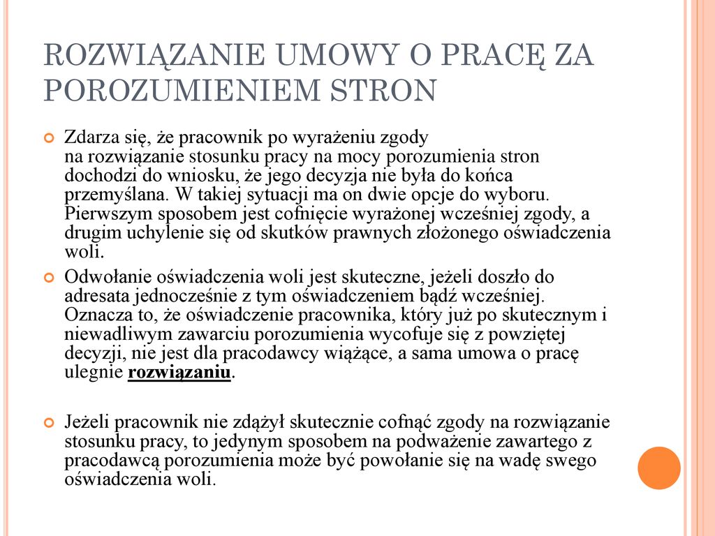 Rozwiązanie Umowy O Pracę Na Mocy Porozumienia Stron Kodeks Pracy