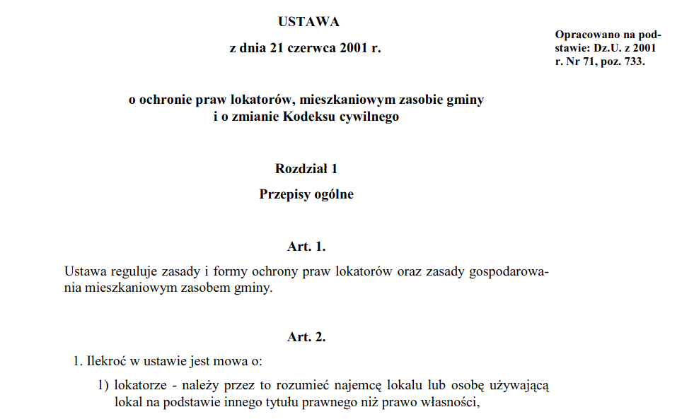 Art 8a Ustawy O Ochronie Praw Lokatorów