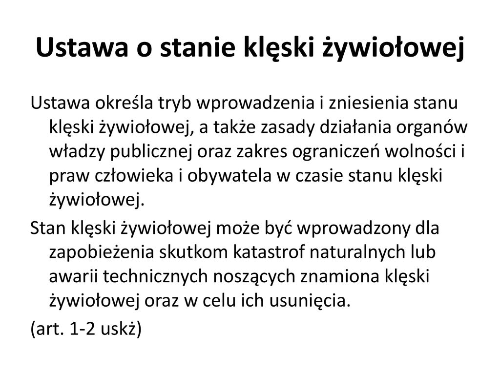 Ustawa O Stanie Klęsk żywiołowych Pdf