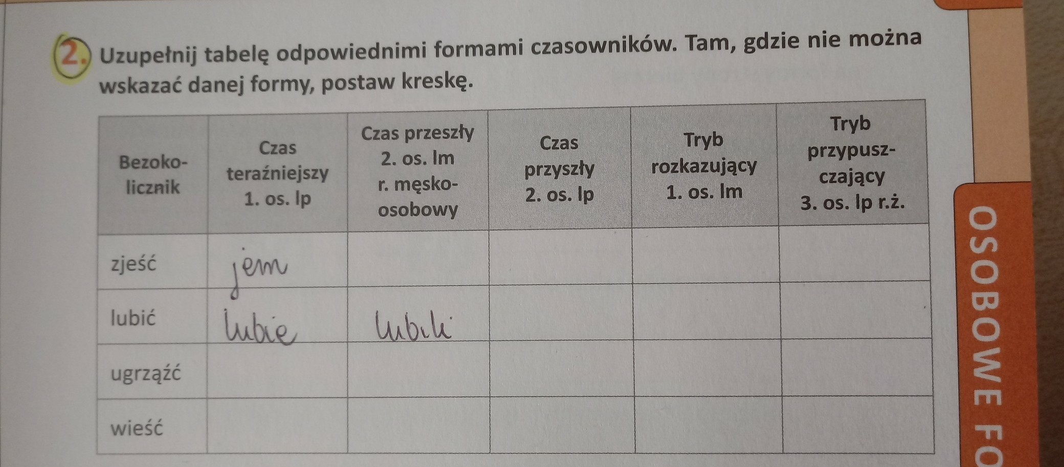 Uzupełnij Tabelę Odpowiednimi Formami Przysłówków