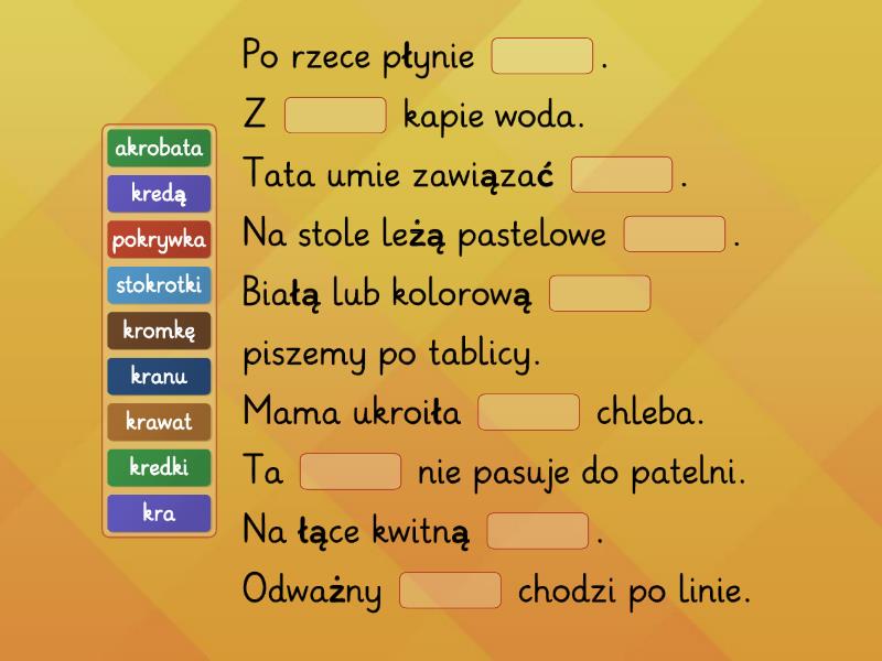 Uzupelnianie Zdan Wyrazami Z Ramki Klasa 1