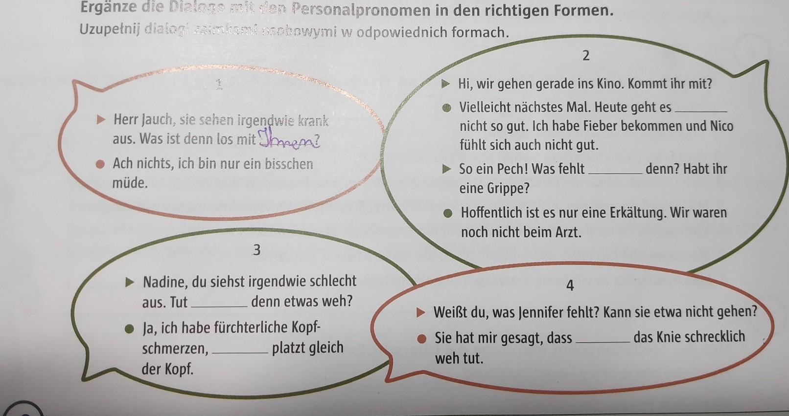 Uzupełnij dialogi zaimkami osobowymi w odpowiednich formach. (Zdjęcie w Uzupelnij Dialogi Wlasciwymi Zaimkami Osobowymi Yo Tu El
