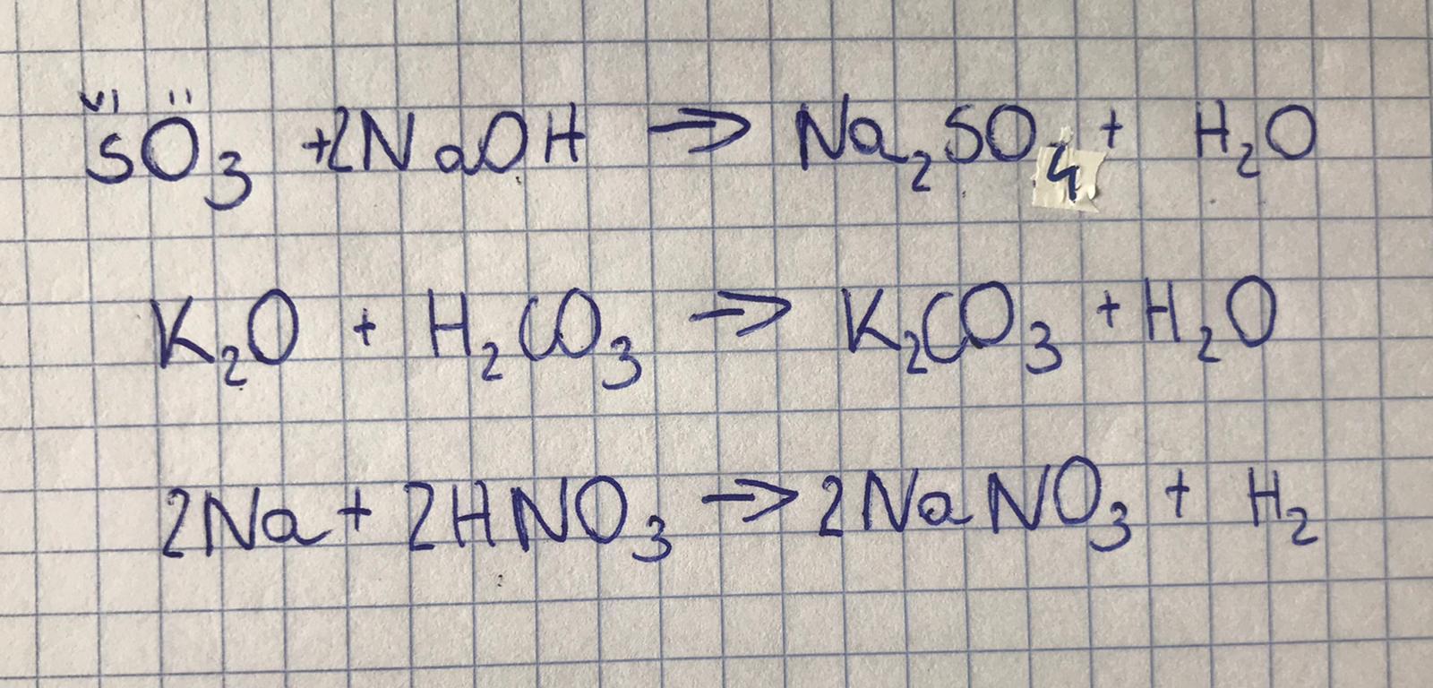 Uzupełnij i uzgodnij równania reakcji chemicznych. a) … SO3 + … NaOH → Produktem Reakcji K2o Z So3 Jest