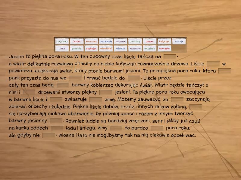 Uzupełnij luki w zdaniach. - Brakujące słowo Uzupełnij Luki W Zdaniach Zgodnie Z Treścią Tekstu