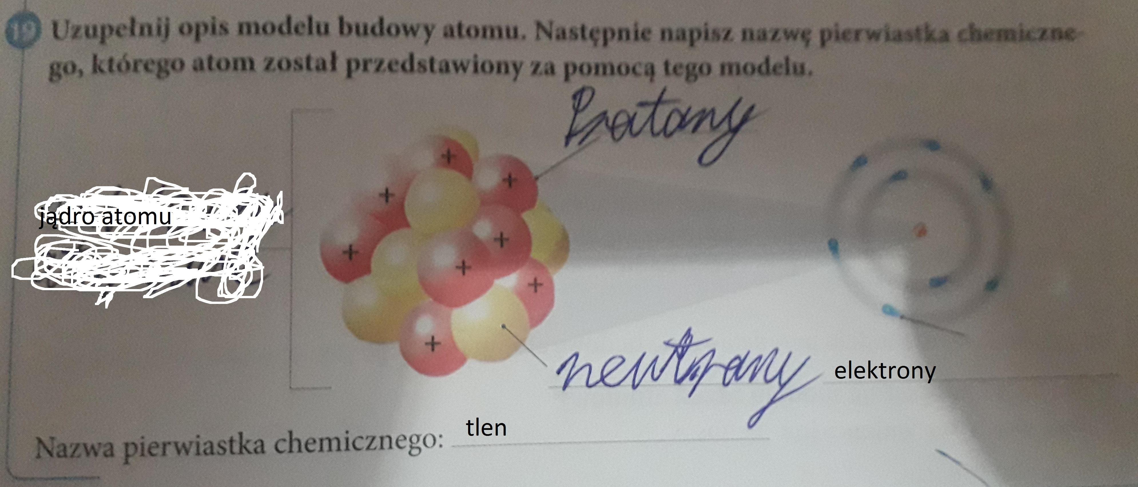 Uzupełnij opis modelu budowy atomu Następnie napisz nazwę pierwiastka Nasz Organizm Zawiera Okolo 2 5 Kg Tego Pierwiastka