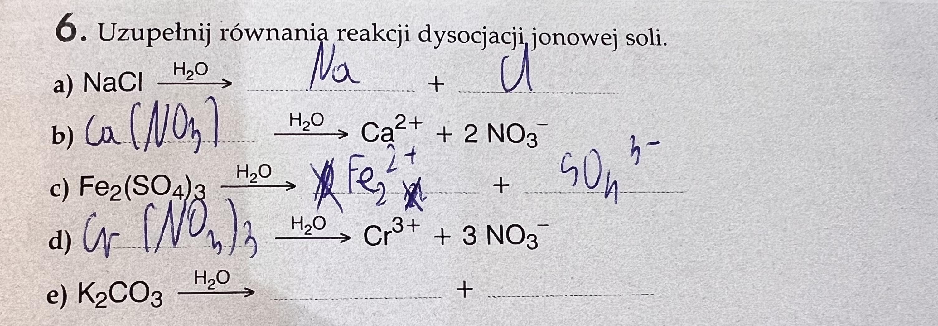 Uzupełnij równania reakcji dysocjacji jonowej soli - Brainly.pl Uzupełnij I Uzgodnij Równania Reakcji Dysocjacji Jonowej Soli