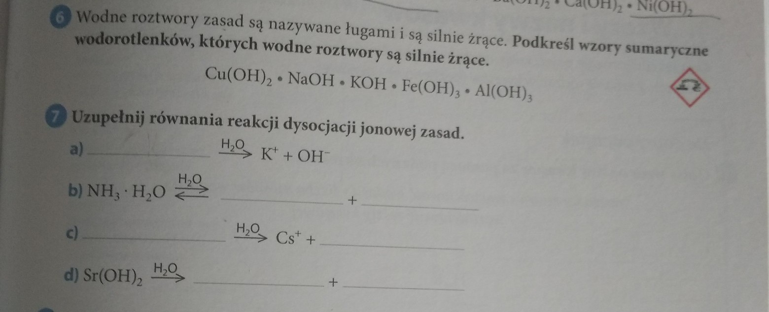Uzupełnij Równania Reakcji Dysocjacji Jonowej Zasad Napisz Równania Reakcji Dysocjacji Jonowej Soli Dla Podanych Substratów