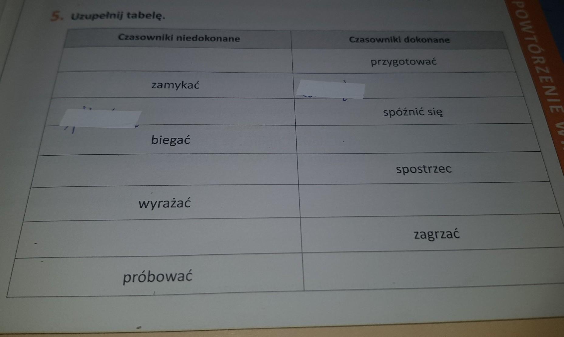 uzupełnij tabelkę (czasowniki dokonane, niedokonane) - Brainly.pl Czasowniki Dokonane I Niedokonane ćwiczenia Klasa 6