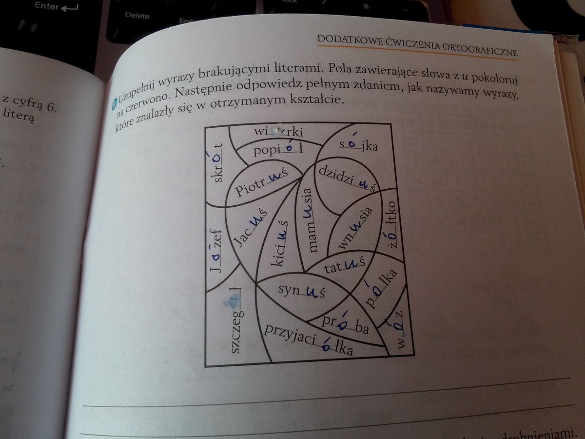 uzupelnij wyrazy brakujacymi literami. pola zawierające slowa z u Uzupelnij Rymowanki Wyrazami Z Ch Zapisz Te Slowa W Zeszycie