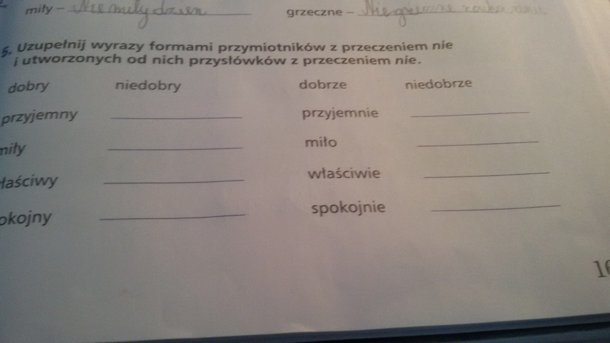 uzupełnij wyrazy formami przymiotników z przeczeniem "nie; i Przymiotniki Z Przeczeniem Nie Oznaczające Cechy Pozytywne