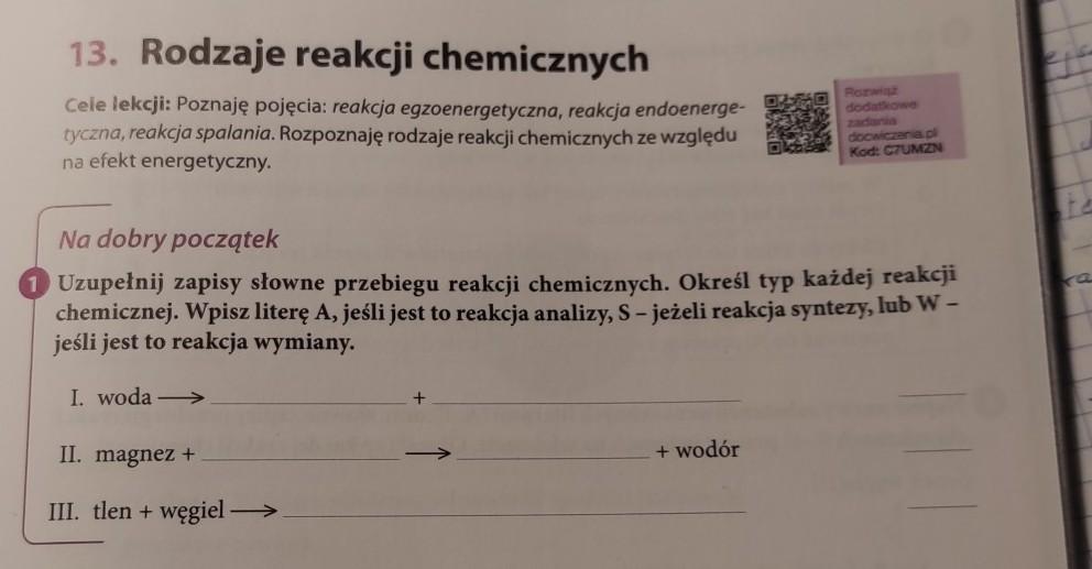 Uzupełnij Zapisy Słowne Równań Reakcji Wymiany