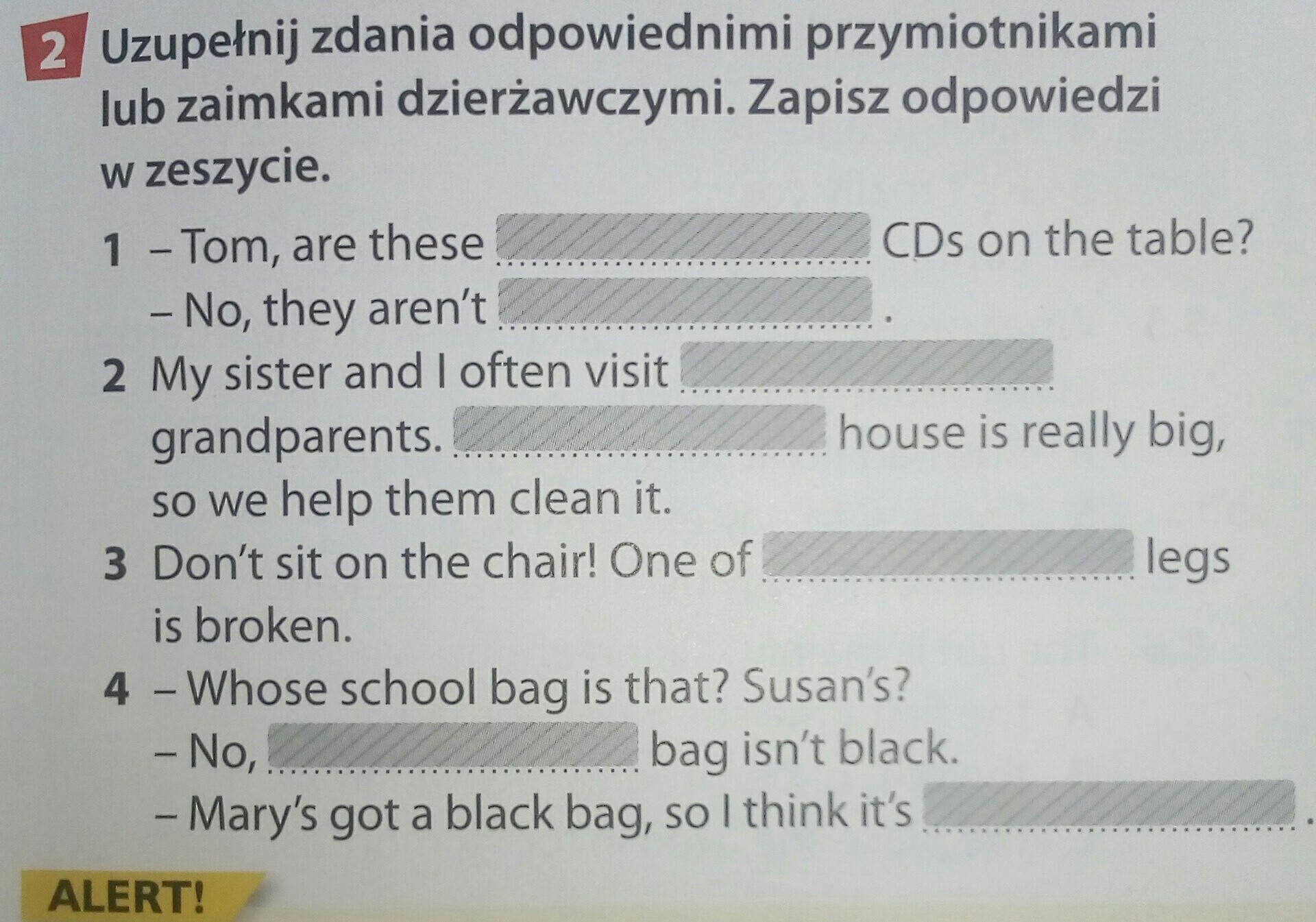 Uzupelnij Tekst Podanymi Zaimkami Dzierzawczymi