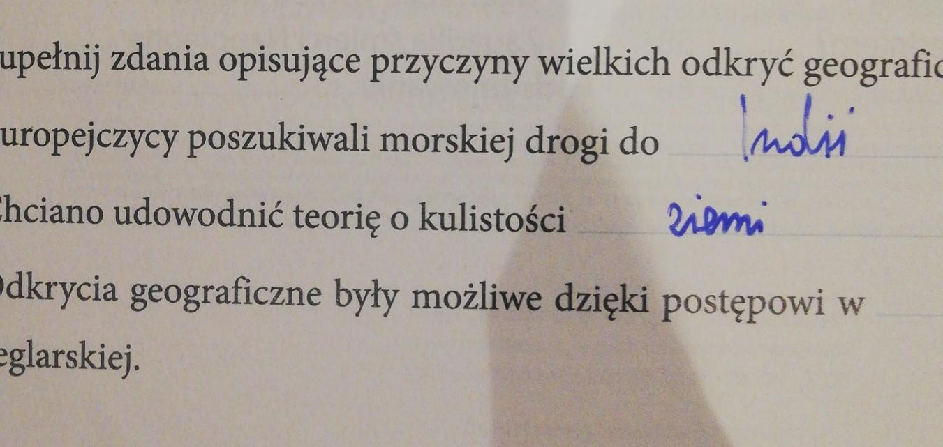 Uzupełnij Zdania Opisujące Przyczyny Wielkich Odkryć Geograficznych