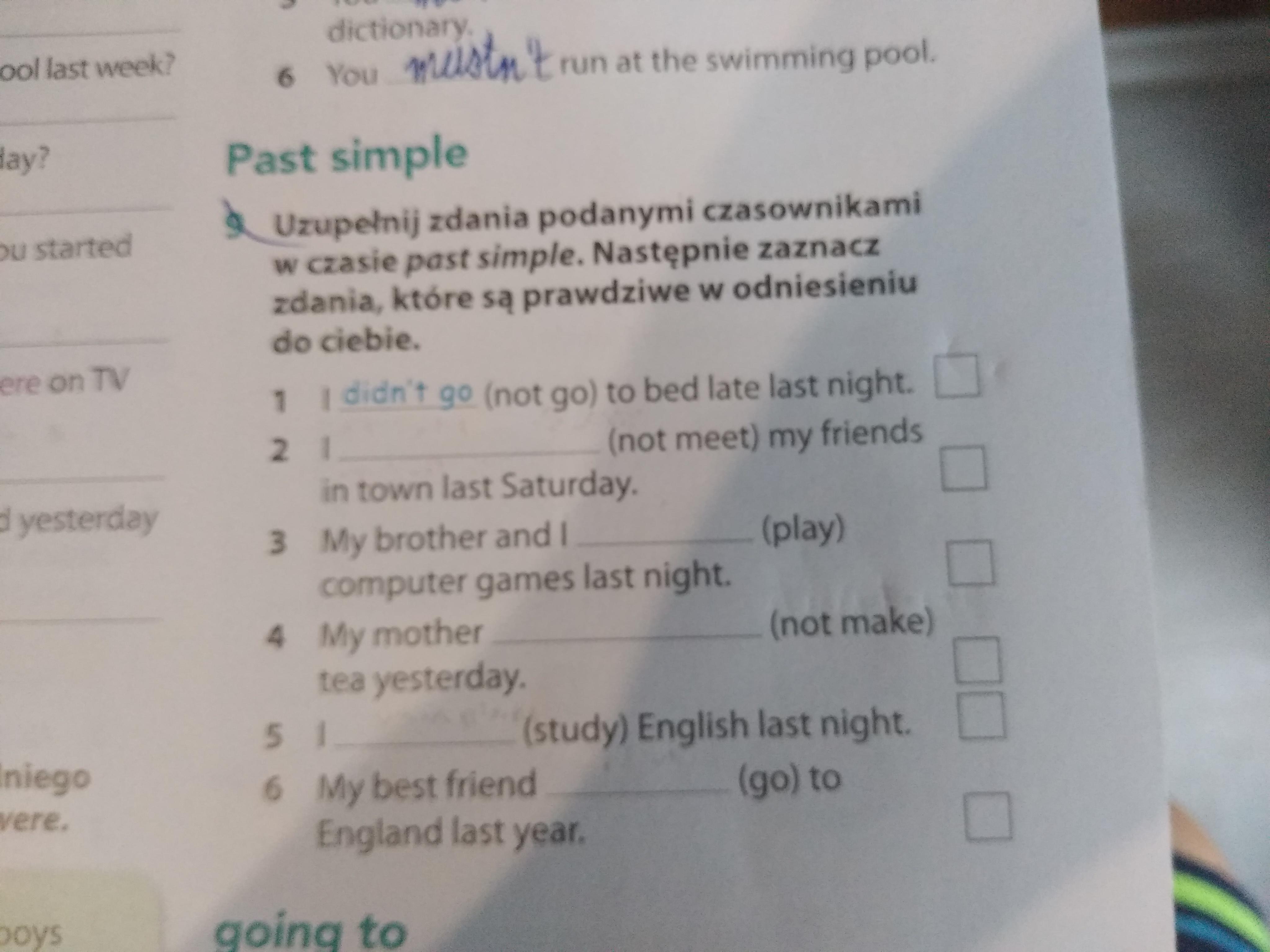 Uzupełnij zdania podanymi czasownikami w czasie past Simple. - Brainly.pl Uzupełnij Zdania Czasownikami Z Nawiasów W Czasie Past Simple