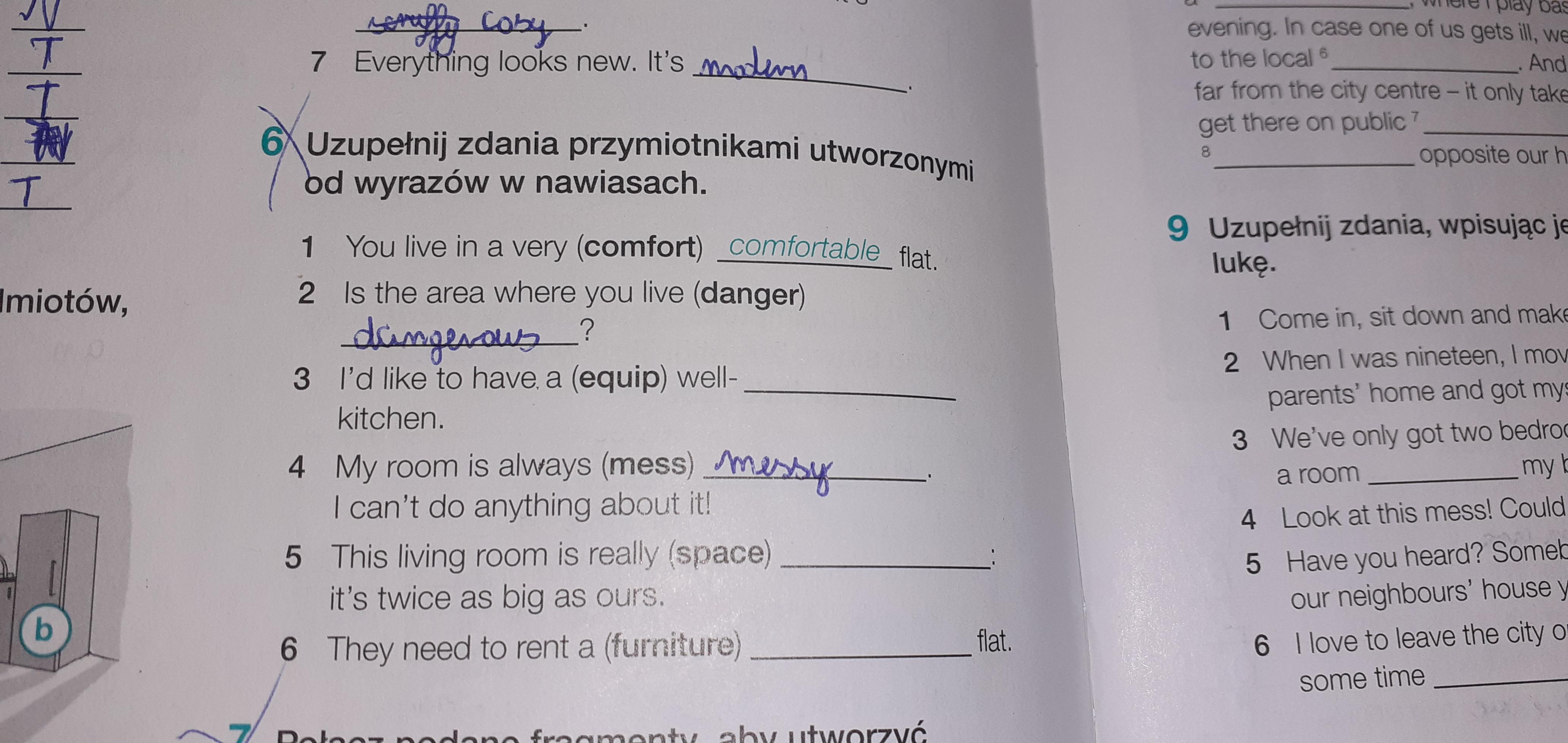 Uzupełnij Zdania Przymiotnikami Utworzonymi Od Wyrazów W Nawiasach