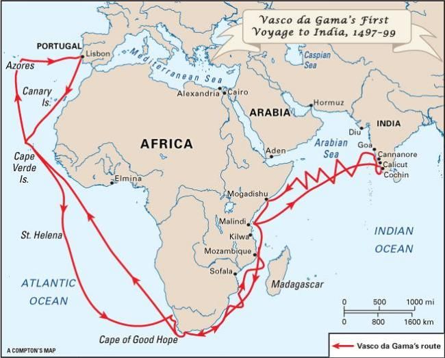 Vasco da Gama i jego podróż do Indii 1497-1499 Odkrycie Drogi Morskiej Do Indii