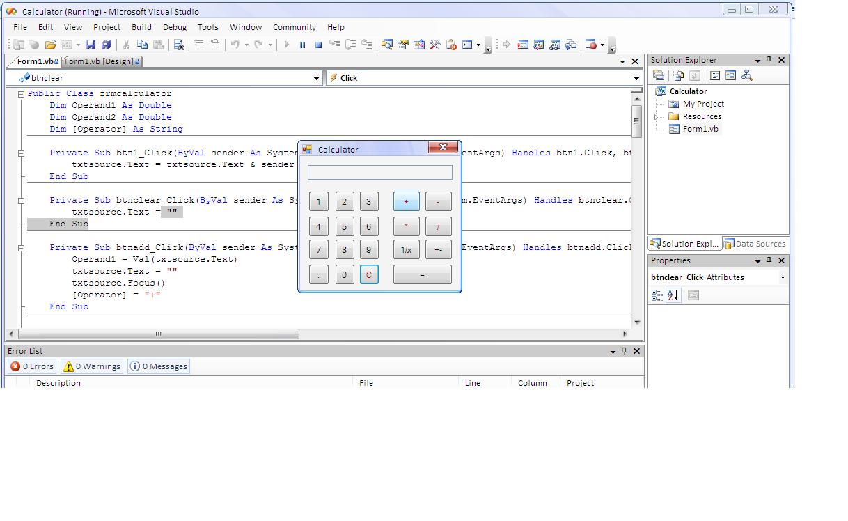 Calculator Source Code In Visual Basic