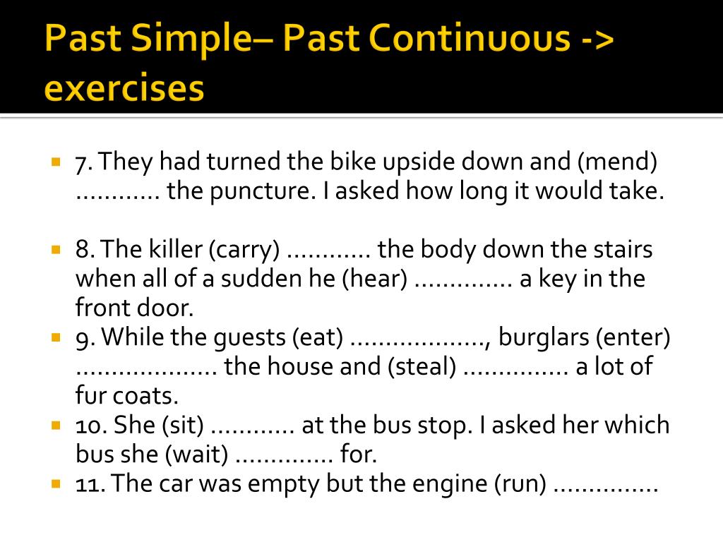 Времена past simple и past continuous Past Simple Past Continuous ćwiczenia