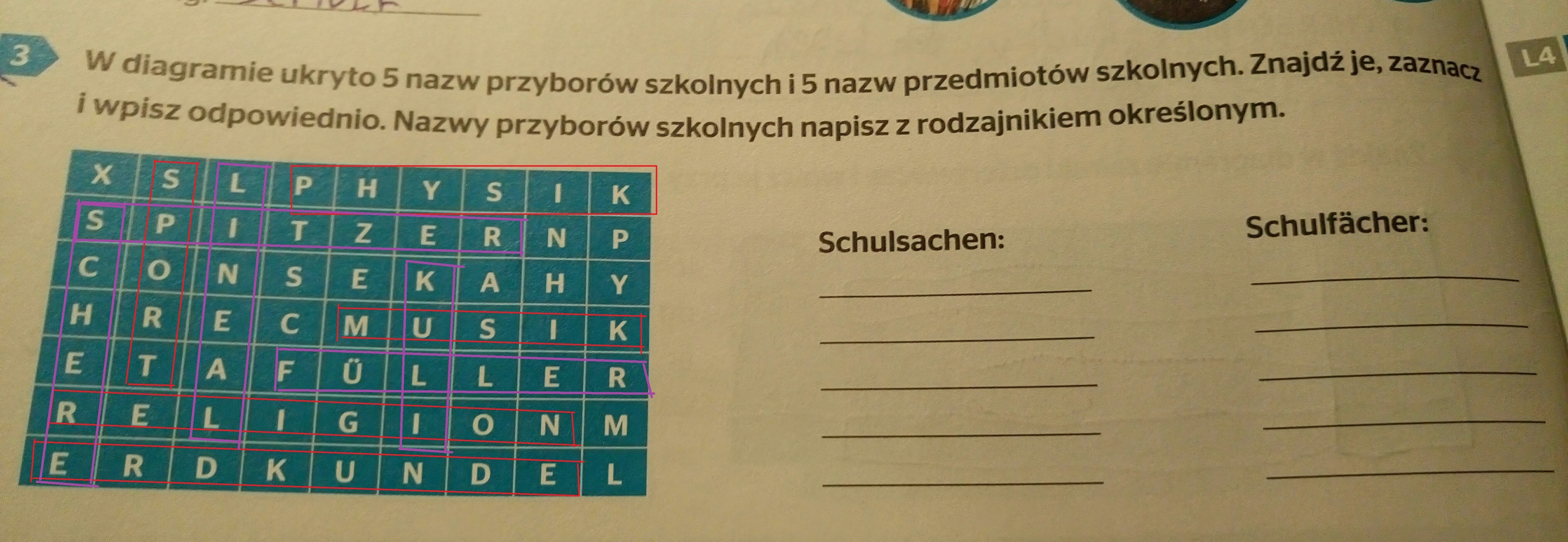 w diagramie ukryto 5 nazw przyborów szkolnych i prezydentów szkolnych Wpisz Odpowiednio Nazwy Przyborów Szkolnych Z Zadania Pierwszego