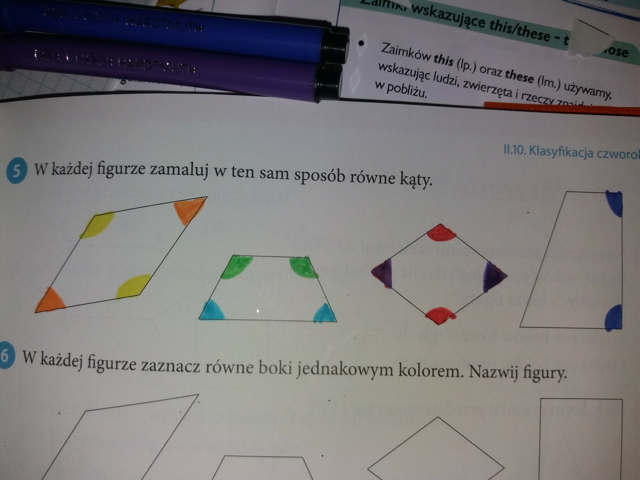 W Każdej Figurze Zamaluj W Ten Sam Sposób Równe Kąty