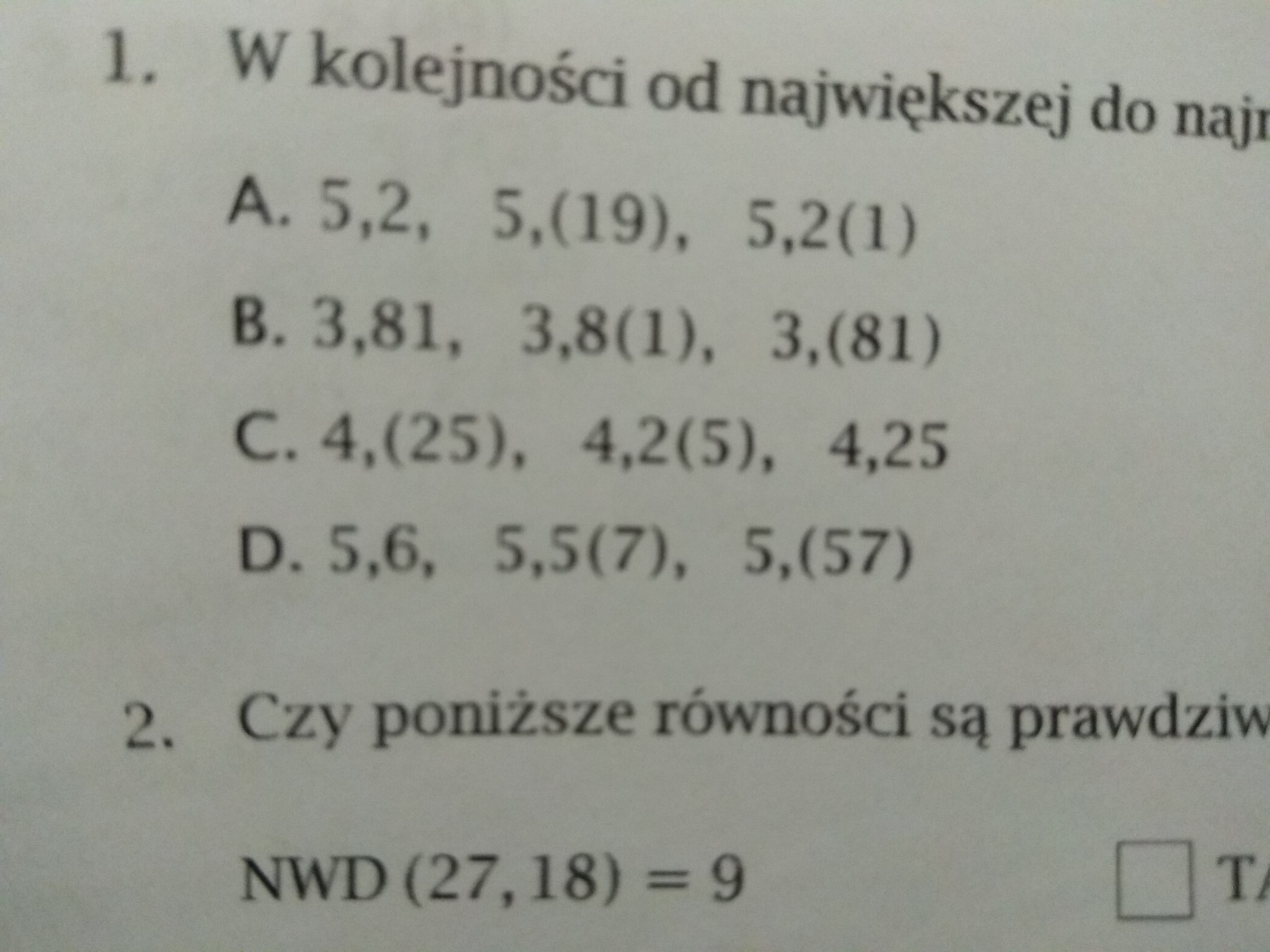 w kolejność od najwyższej do najmniejszej zapisano liczby - Brainly.pl W Kolejności Od Największej Do Najmniejszej Zapisano Liczby