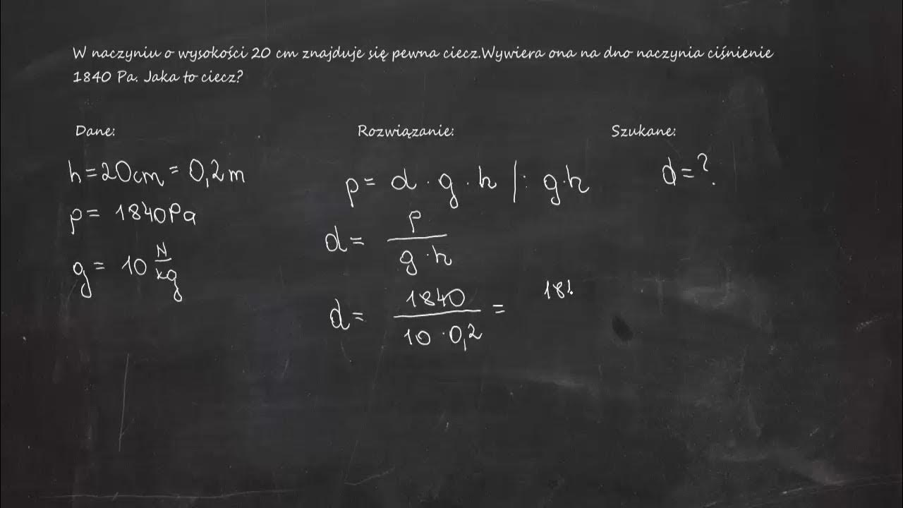 W Naczyniu O Wysokosci 20 Cm Znajduje Sie Pewna Ciecz