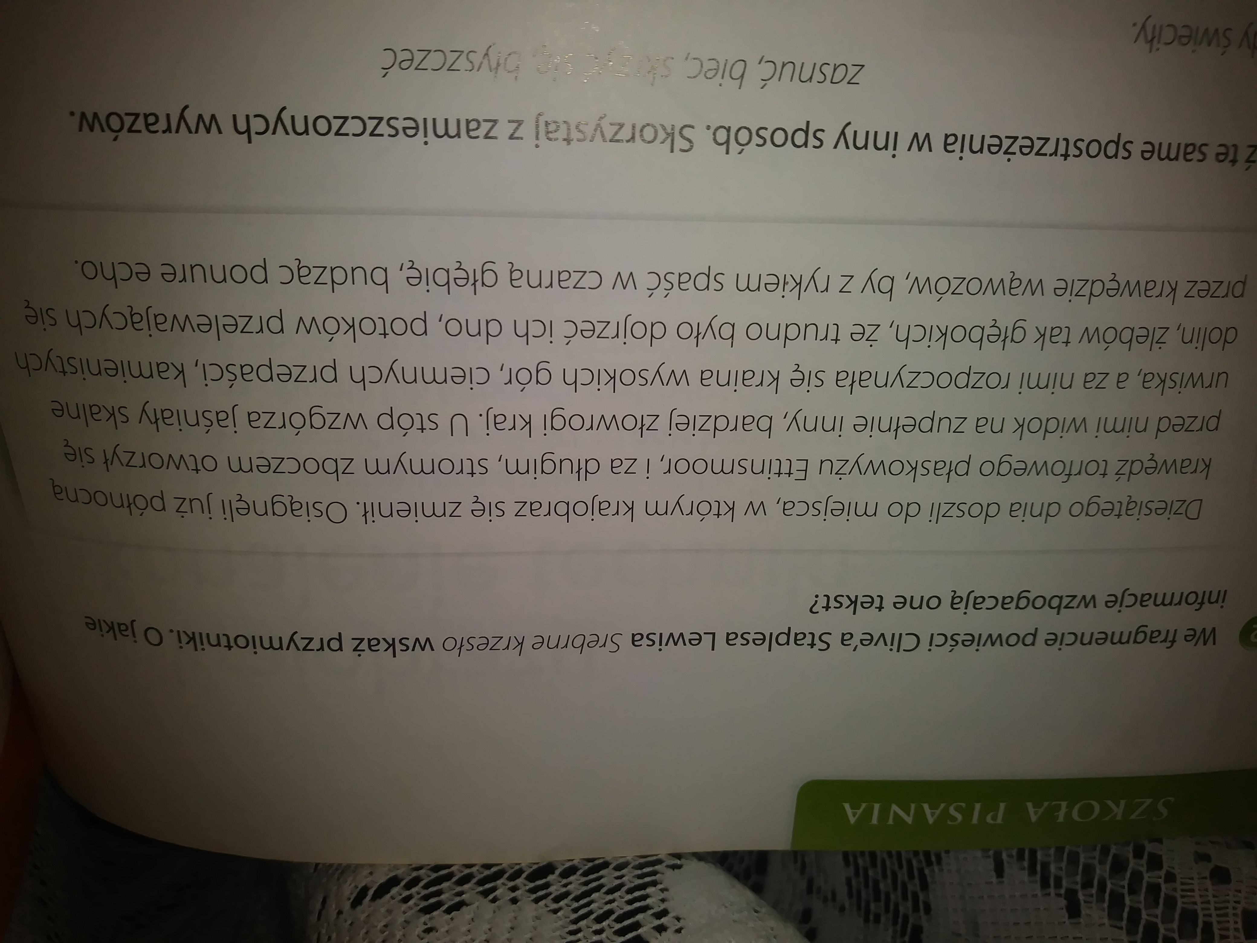 We fragmencie powieści Clive'a Staplesa Lewisa Srebrne krzesło wskaż Sformuluj Teze W Ktorej Przedstawisz Problem Poruszony We Fragmencie Powiesci