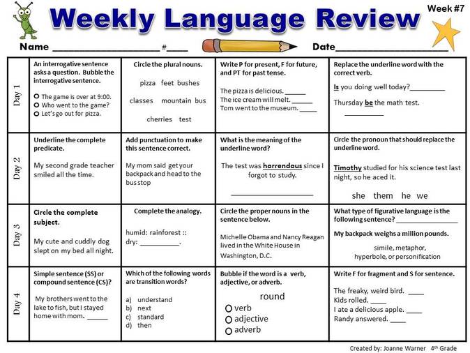 Weekly Language Review Q2 5 Answer Key