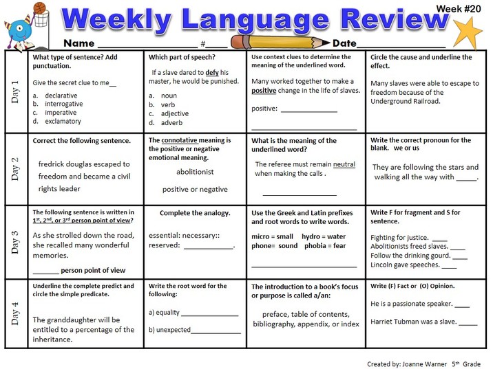 weekly language review q1 5 answer key Weekly Language Review Q2 5 Answer Key