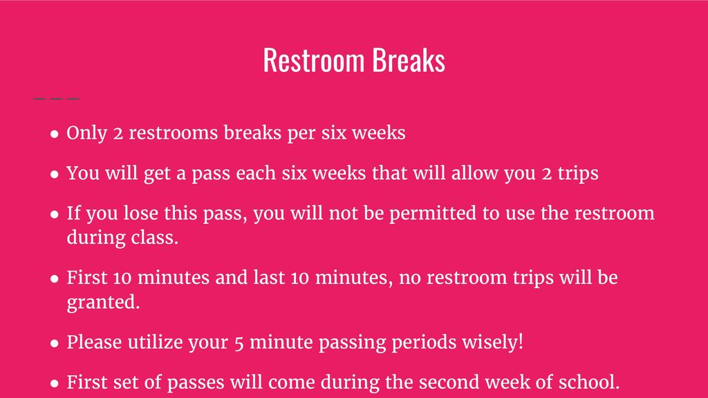 Welcome to English I Ms. Smith Room A ppt download Other Term For Restroom Break