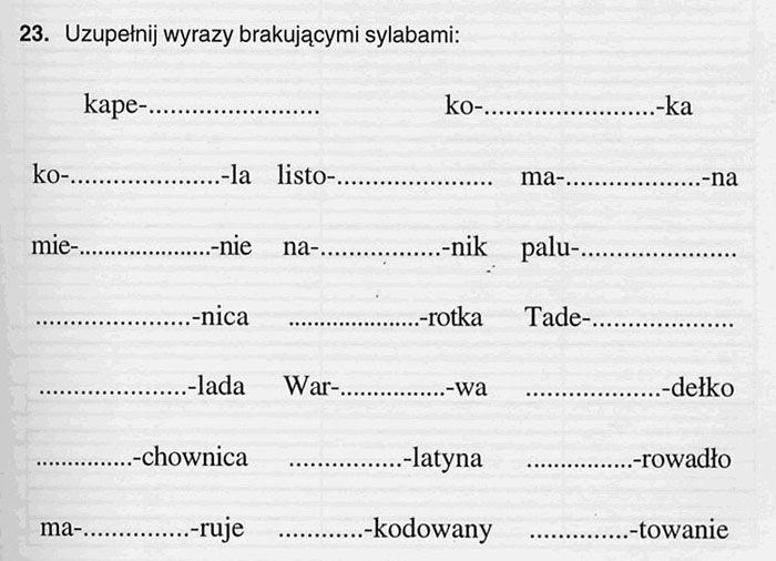 Cwiczenia Ortograficzne Gimnazjum Do Wydruku