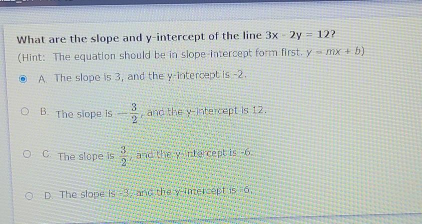 3x 2y 12 In Slope Intercept Form