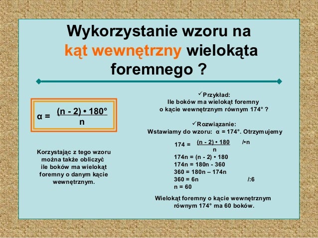 Wielokąty foremne Miara Kata Wewnetrznego Wielokata Foremnego
