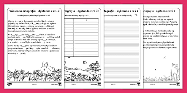 Wiosenna ortografia | Rz i ż | Dyktando - Twinkl Dyktanda Z Rz I Z Dla Klasy 4
