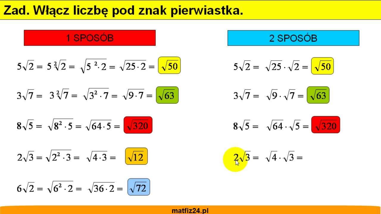 Wlacz Liczbe Pod Znak Pierwiastka