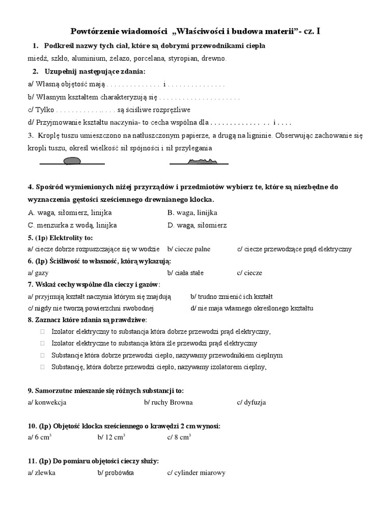 Wlasciwosci I Budowa Materii VII | PDF Wlasciwosci Materii Klasa 7