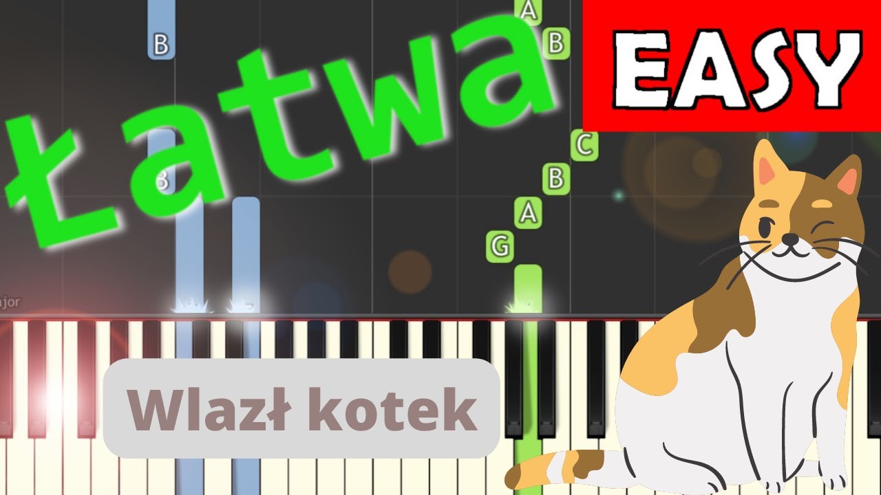 🎹 Wlazł kotek na płotek - Piano Tutorial (łatwa wersja) 🎵 NUTY W OPISIE Wlazl Kotek Na Plotek Cymbalki