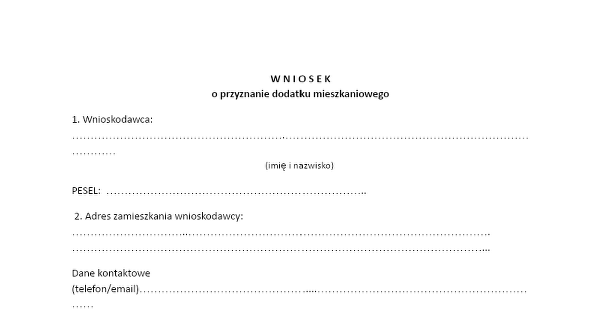 Wniosek o przyznanie dodatku mieszkaniowego.docx - Google Docs Jak Napisać Wniosek O Przyznanie Dodatku Specjalnego