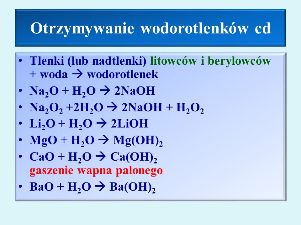 Wodorotlenki i zasady -budowa i nazewnictwo, - ppt pobierz Otrzymywanie Wodorotlenków Przykłady