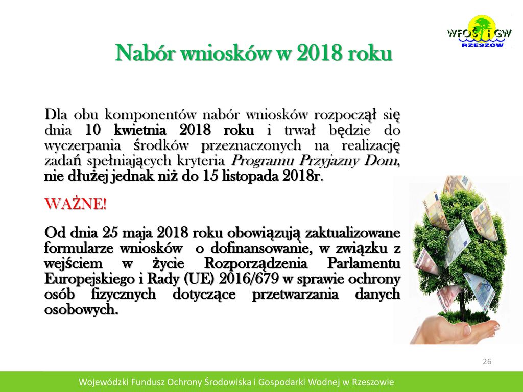 Wojewódzki Fundusz Ochrony Środowiska i Gospodarki Wodnej w Rzeszowie Wojewódzki Fundusz Ochrony środowiska W łodzi Ekopracownia