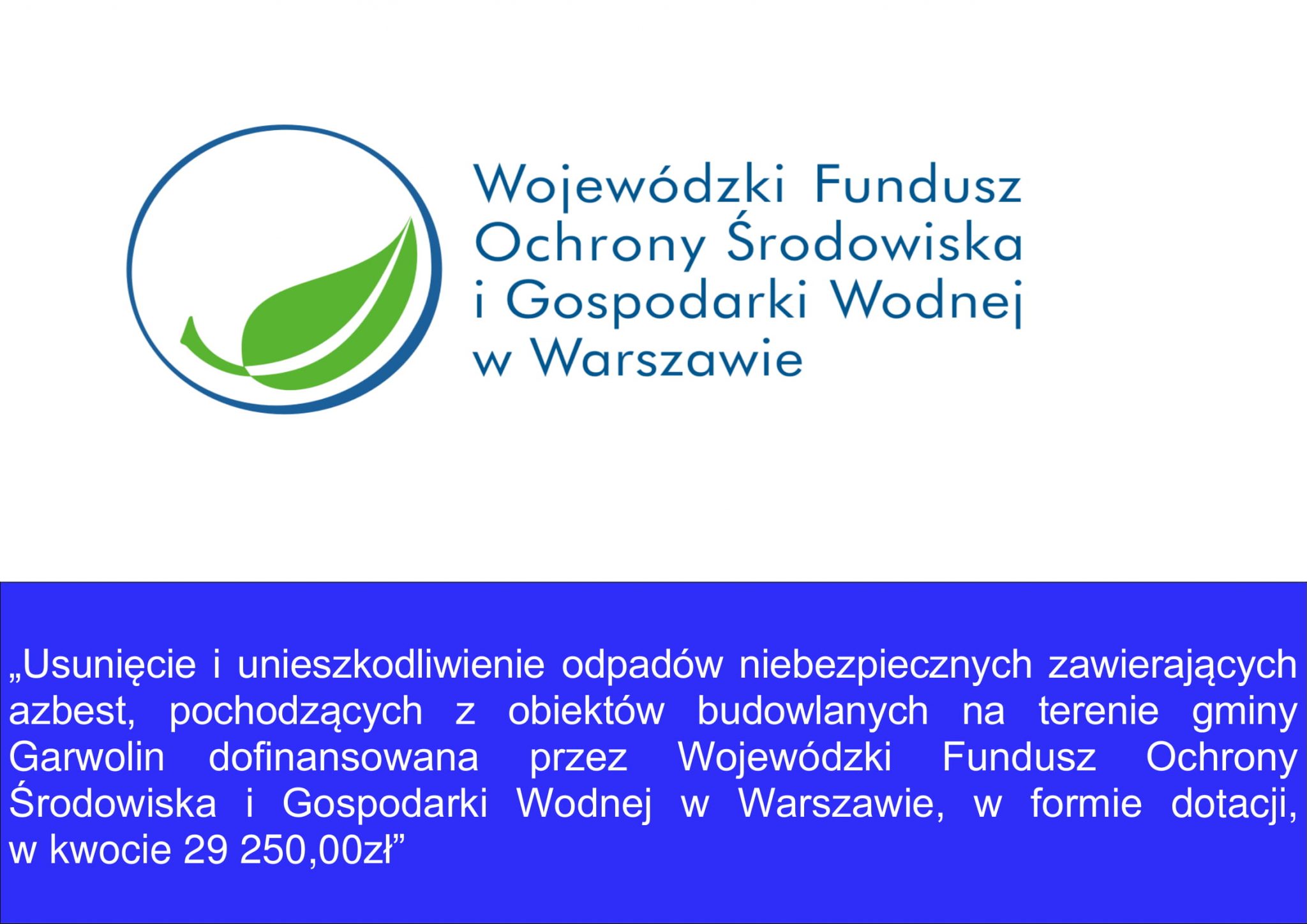Funduszu Ochrony środowiska I Gospodarki Wodnej