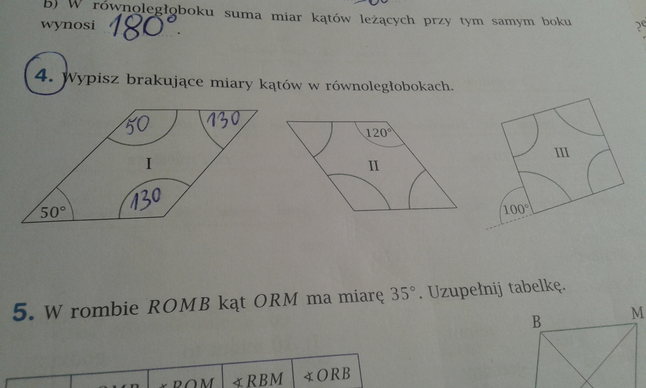 Wpisz Brakujące Miary Kątów W Równoległobokach