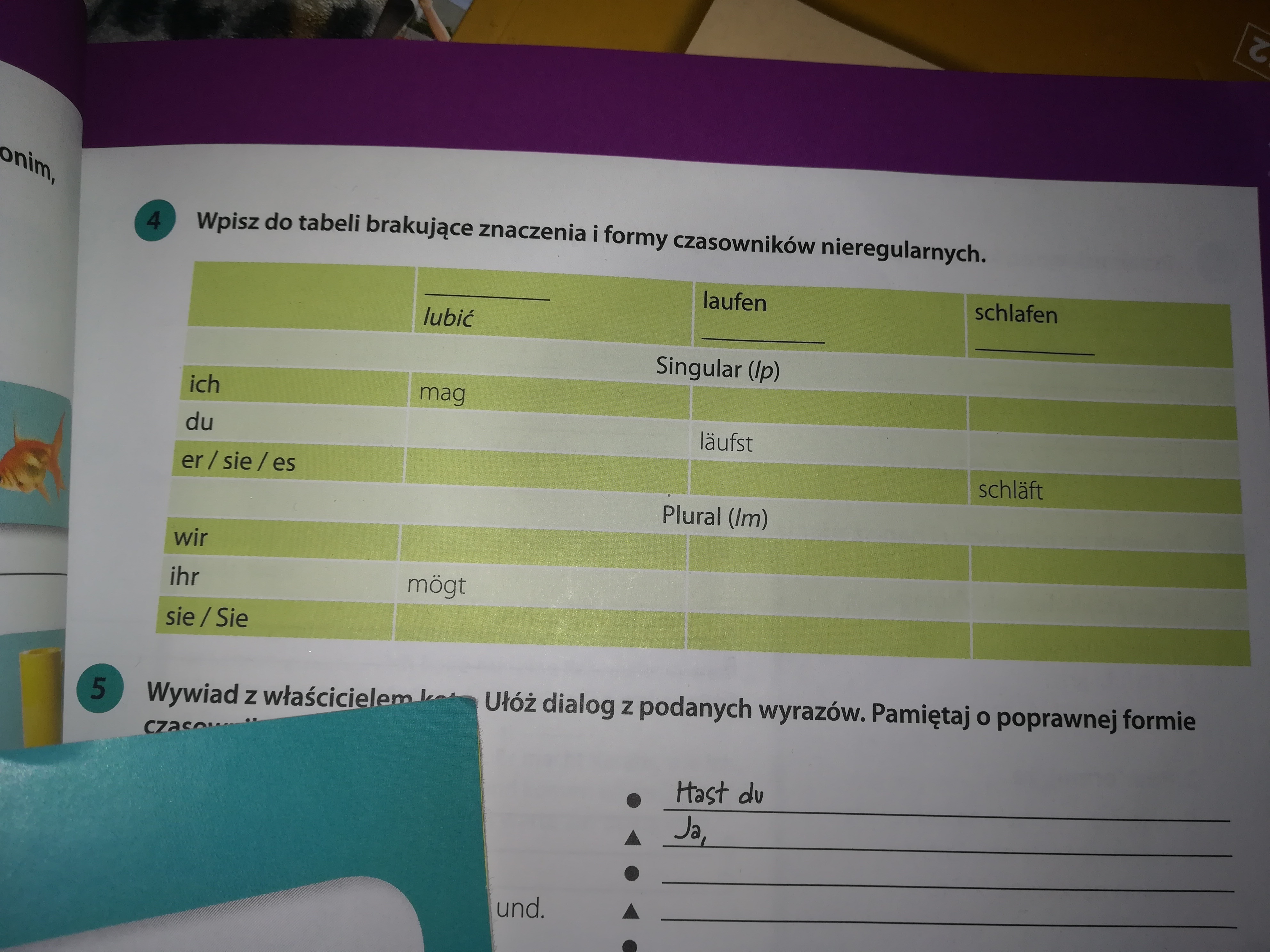 Uzupełnij Zdania Informacjami Z Tabeli